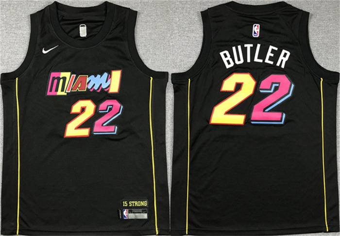 Youth Miami Heat #22 Jimmy Butler Black City Edition Stitched Jersey